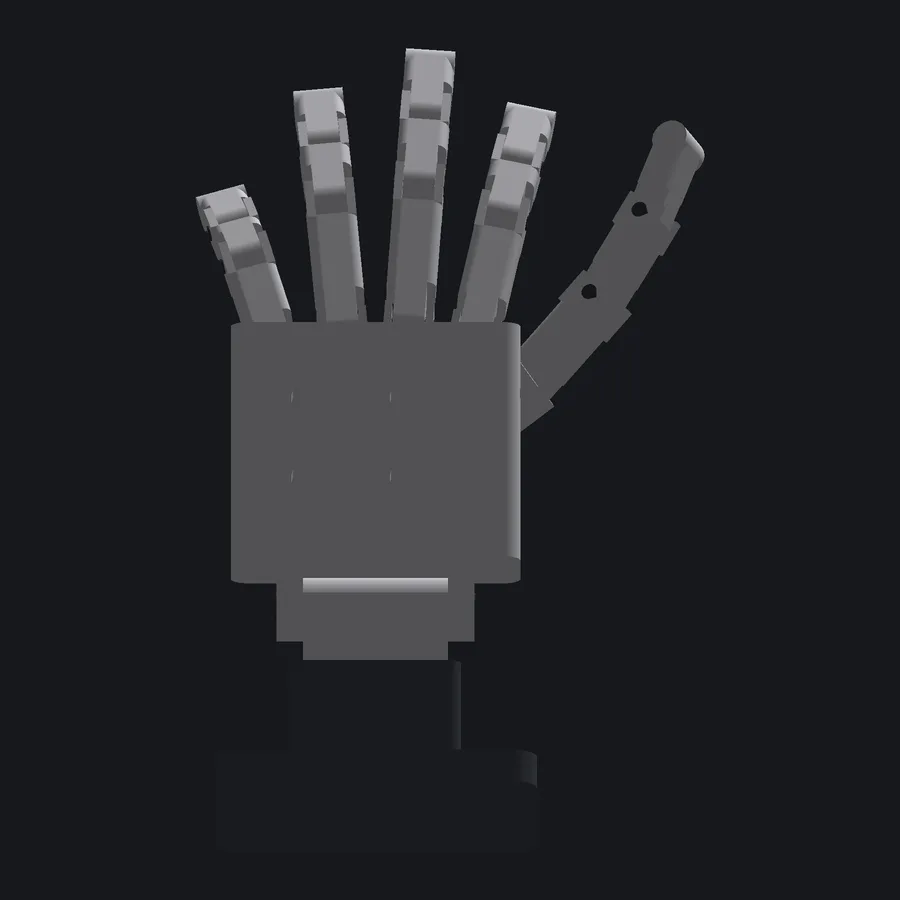 Front view render of the robotic hand.