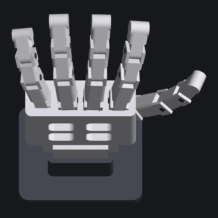 Top view render of the robotic hand.